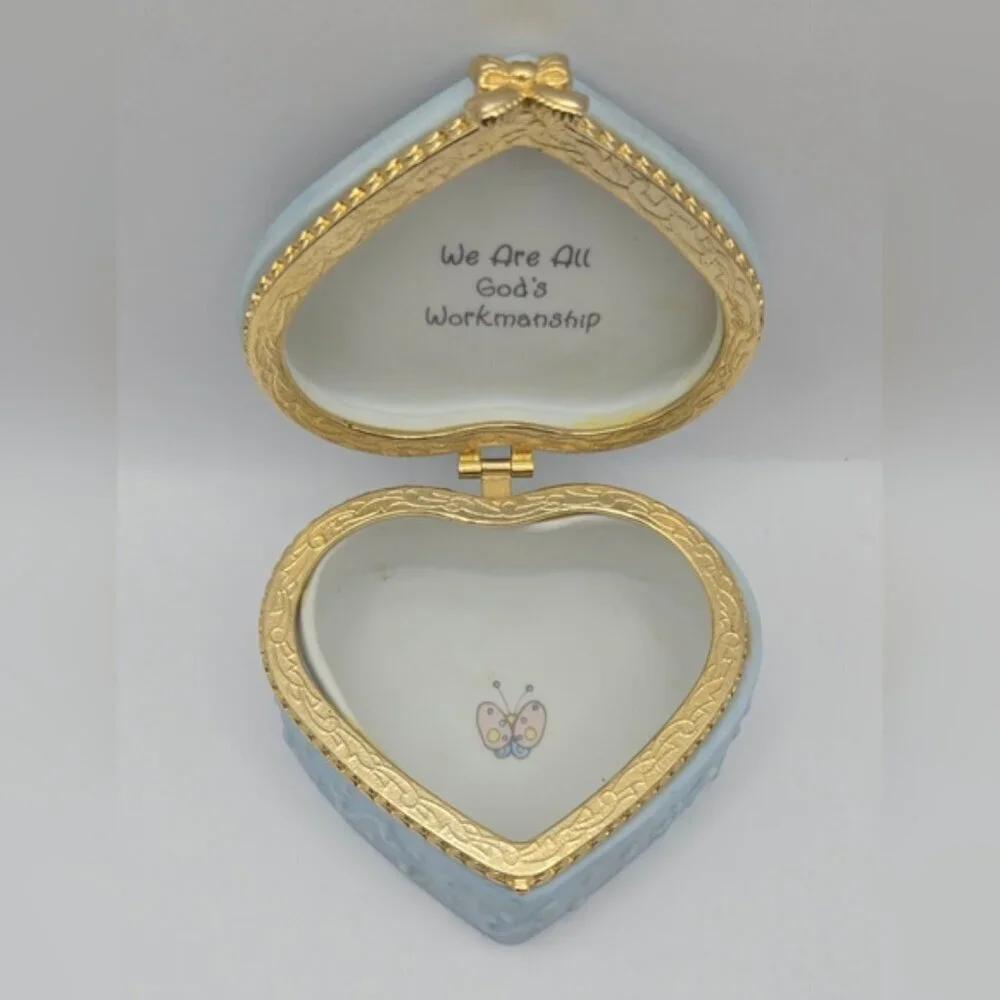 1996 Precious Moments Heart Shape Jewelry / Trinket Box